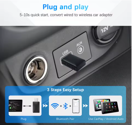 Wireless CarPlay Adapter - USB Dongle for Wired CarPlay Conversion
